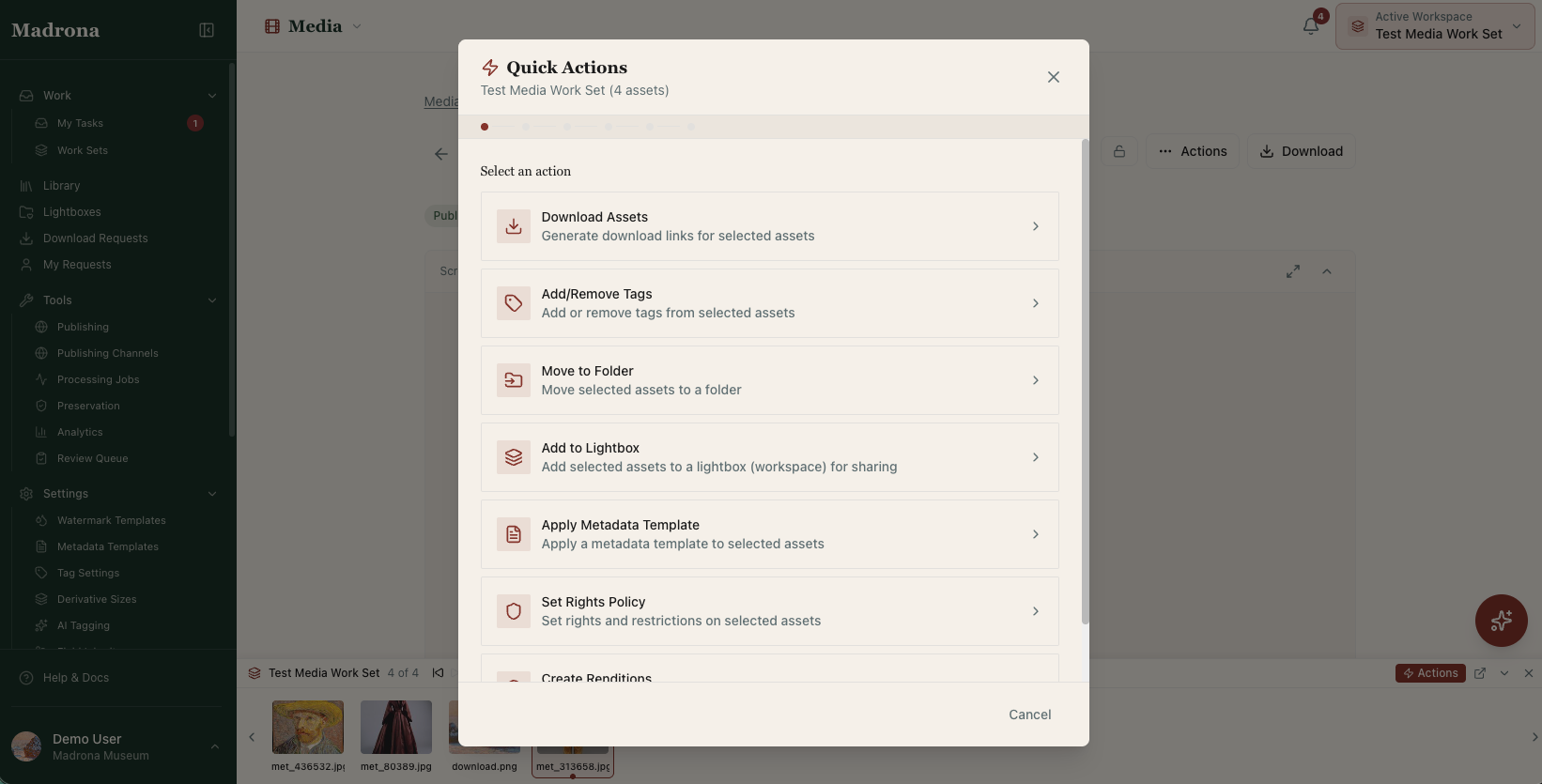  Media Workspace Quick Actions